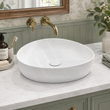 Fienza Pebble Small Above Counter Ceramic Basin Slim Edge 400x395x100mm - In Various Colour