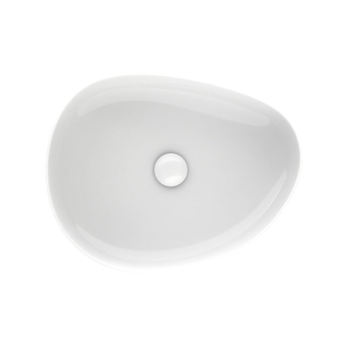 500x400x100mm Fienza Pebble Medium Above Counter Ceramic Basin Slim Edge Gloss White