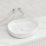 Fienza Pebble Medium Above Counter Ceramic Basin Slim Edge 500x400x100mm - 5 Colours