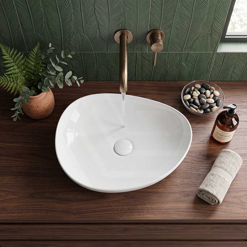 Fienza Pebble Medium Above Counter Ceramic Basin Slim Edge 500x400x100mm - 5 Colours