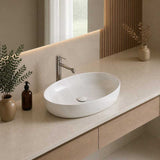 Fienza Pebble Medium Above Counter Ceramic Basin Slim Edge 500x400x100mm - 5 Colours