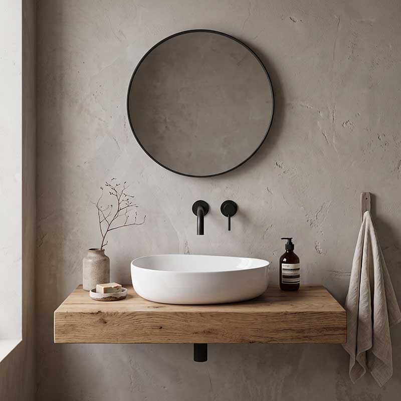 Fienza Pebble Medium Above Counter Ceramic Basin Slim Edge 500x400x100mm - 5 Colours