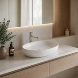 Fienza Pebble Medium Above Counter Ceramic Basin Slim Edge 500x400x100mm - 5 Colours