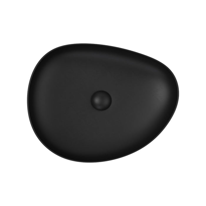 500x400x100mm Fienza Pebble Medium Above Counter Ceramic Basin Slim Edge Matt Black