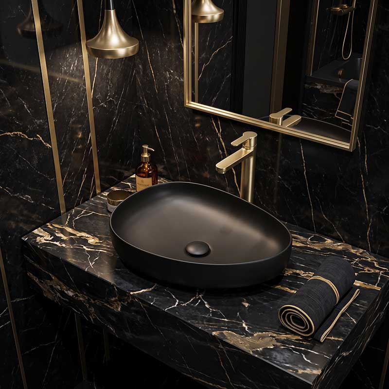 Fienza Pebble Medium Above Counter Ceramic Basin Slim Edge 500x400x100mm - 5 Colours