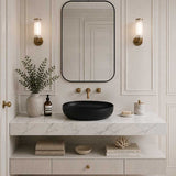 Fienza Pebble Medium Above Counter Ceramic Basin Slim Edge 500x400x100mm - 5 Colours