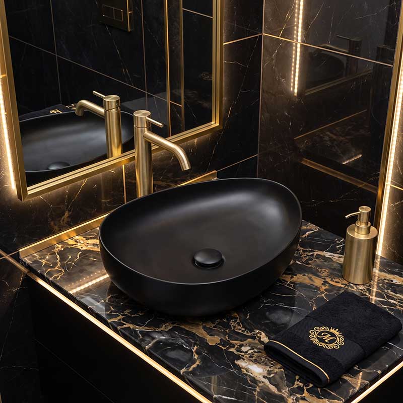 Fienza Pebble Medium Above Counter Ceramic Basin Slim Edge 500x400x100mm - 5 Colours