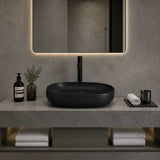 Fienza Pebble Medium Above Counter Ceramic Basin Slim Edge 500x400x100mm - 5 Colours