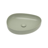 500x400x100mm Fienza Pebble Medium Above Counter Ceramic Basin Slim Edge Matt Olive