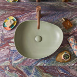 Fienza Pebble Medium Above Counter Ceramic Basin Slim Edge 500x400x100mm - 5 Colours