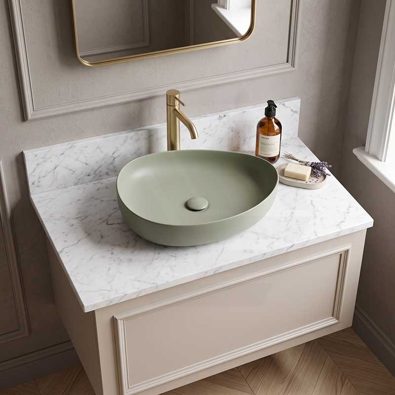Fienza Pebble Medium Above Counter Ceramic Basin Slim Edge 500x400x100mm - 5 Colours