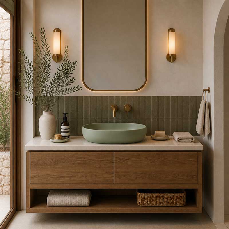 Fienza Pebble Medium Above Counter Ceramic Basin Slim Edge 500x400x100mm - 5 Colours