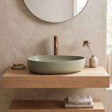 Fienza Pebble Medium Above Counter Ceramic Basin Slim Edge 500x400x100mm - 5 Colours