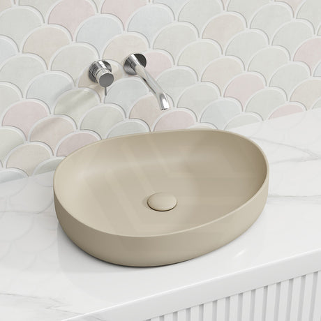 Fienza Pebble Medium Above Counter Ceramic Basin Slim Edge 500x400x100mm - 5 Colours