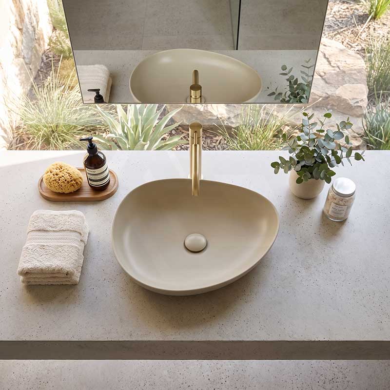 Fienza Pebble Medium Above Counter Ceramic Basin Slim Edge 500x400x100mm - 5 Colours