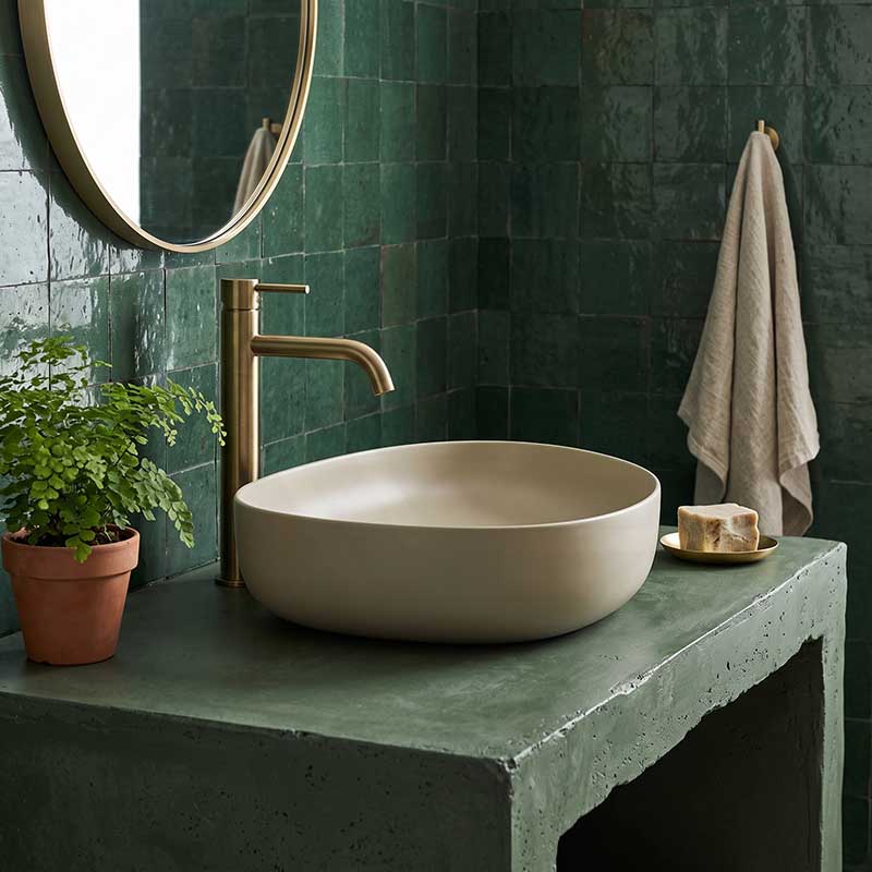 Fienza Pebble Medium Above Counter Ceramic Basin Slim Edge 500x400x100mm - 5 Colours