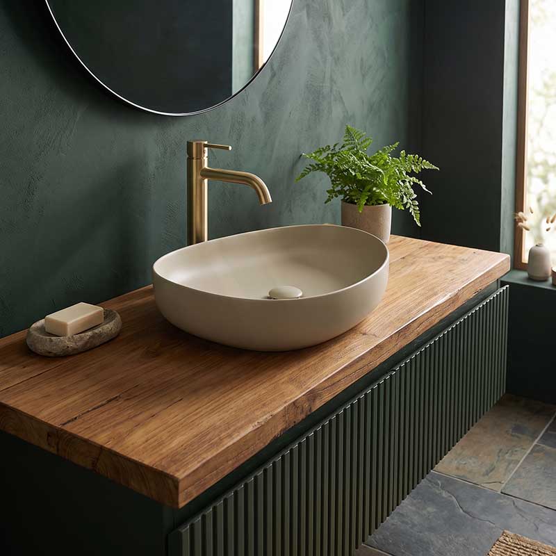Fienza Pebble Medium Above Counter Ceramic Basin Slim Edge 500x400x100mm - 5 Colours
