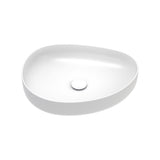 500x400x100mm Fienza Pebble Medium Above Counter Ceramic Basin Slim Edge Matt White