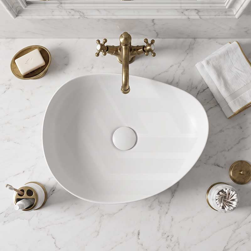 Fienza Pebble Medium Above Counter Ceramic Basin Slim Edge 500x400x100mm - 5 Colours