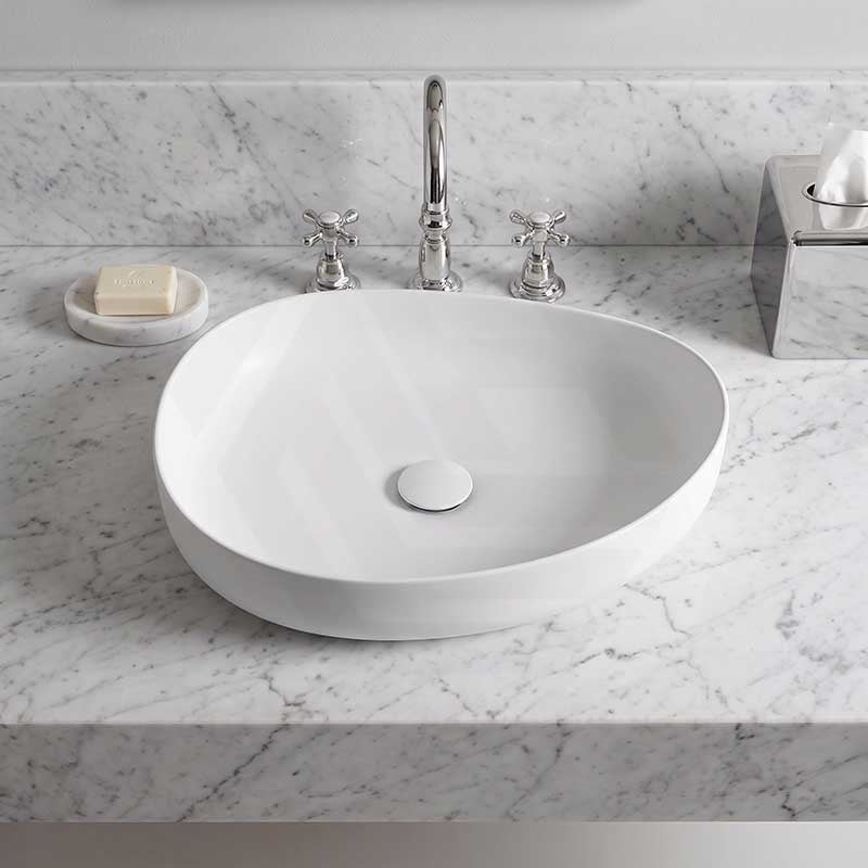 Fienza Pebble Medium Above Counter Ceramic Basin Slim Edge 500x400x100mm - 5 Colours
