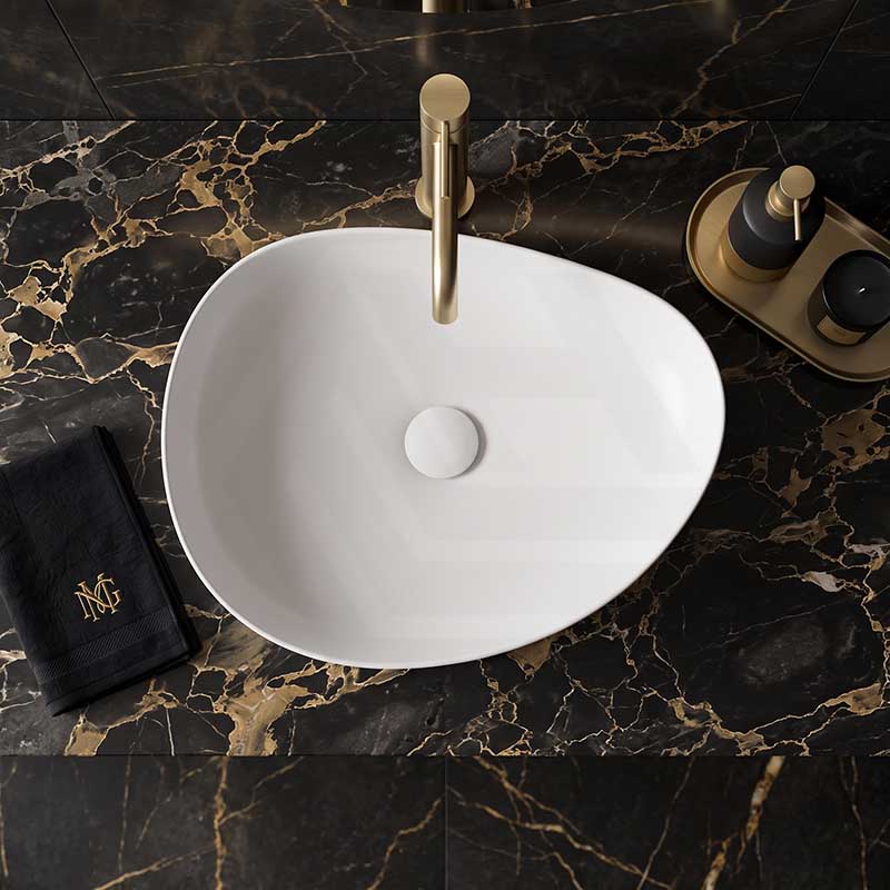 Fienza Pebble Medium Above Counter Ceramic Basin Slim Edge 500x400x100mm - 5 Colours