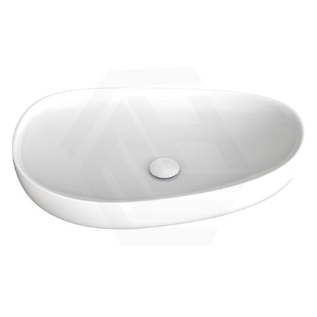 650x400x100mm Fienza Pebble Large Above Counter Ceramic Basin Slim Edge Gloss White