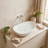 Fienza Pebble Large Above Counter Ceramic Basin Slim Edge 650x400x100mm - Variant Colour
