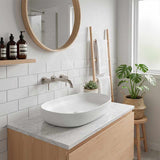 Fienza Pebble Large Above Counter Ceramic Basin Slim Edge 650x400x100mm - Variant Colour
