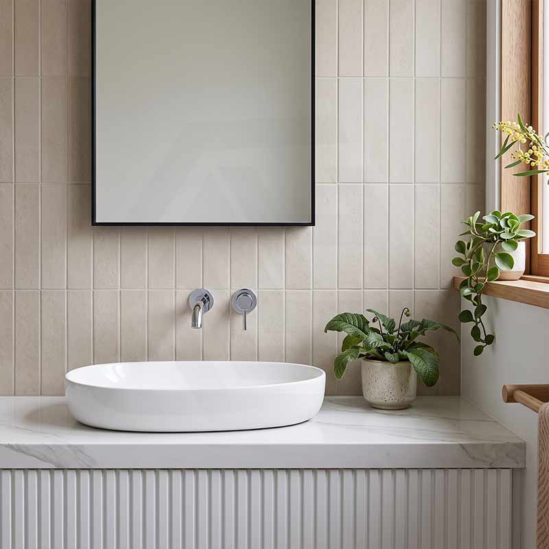 Fienza Pebble Large Above Counter Ceramic Basin Slim Edge 650x400x100mm - Variant Colour