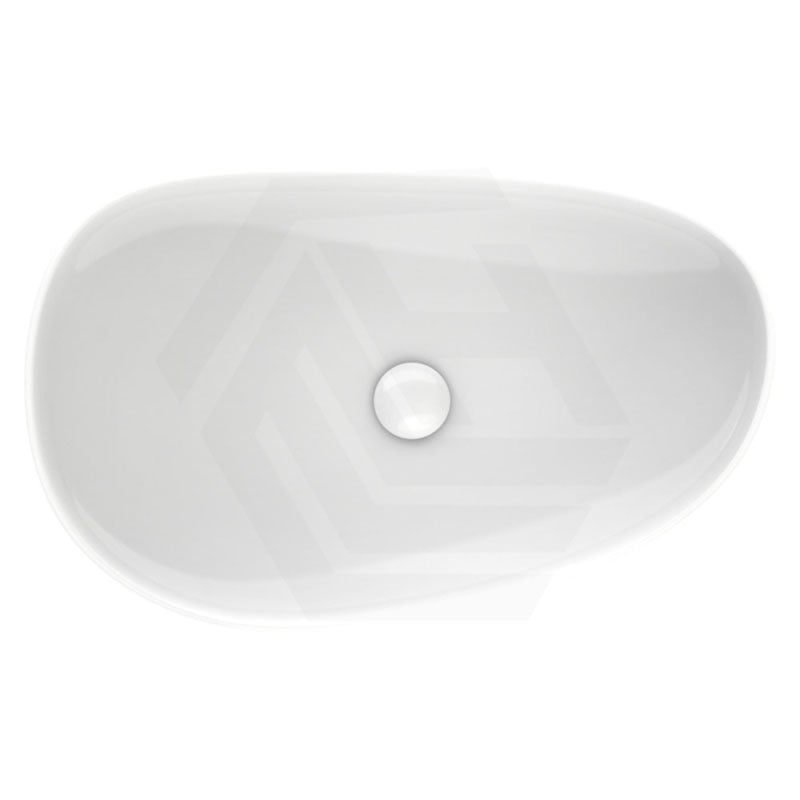 650x400x100mm Fienza Pebble Large Above Counter Ceramic Basin Slim Edge Gloss White