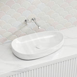 Fienza Pebble Large Above Counter Ceramic Basin Slim Edge 650x400x100mm - Variant Colour
