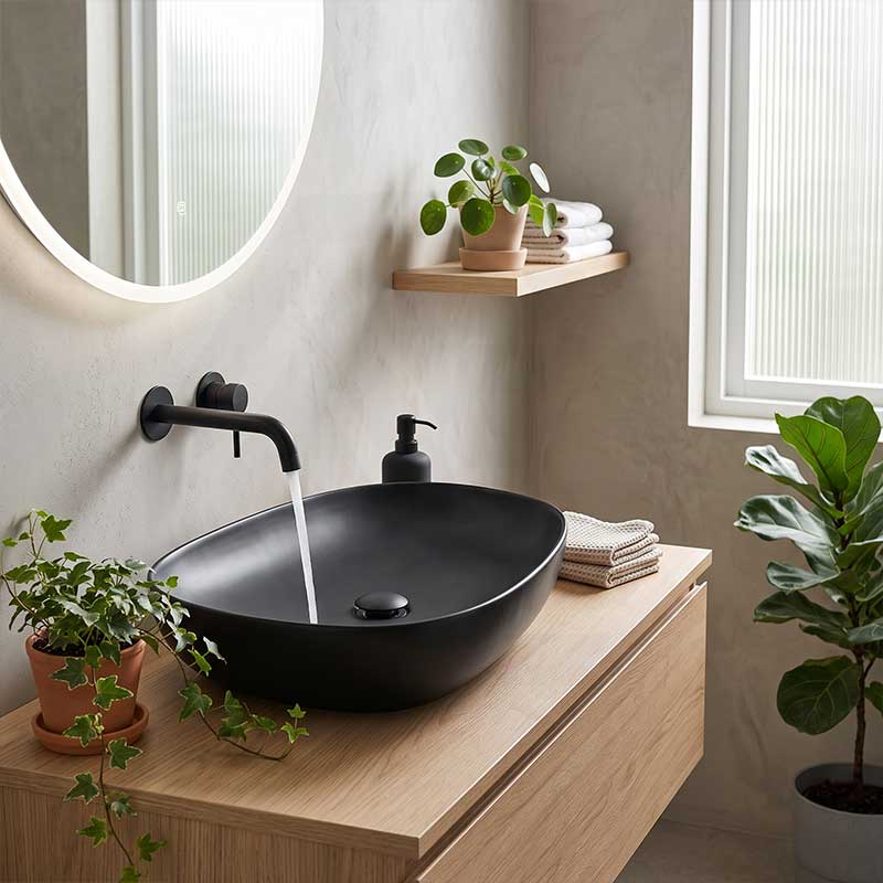 Fienza Pebble Large Above Counter Ceramic Basin Slim Edge 650x400x100mm - Variant Colour