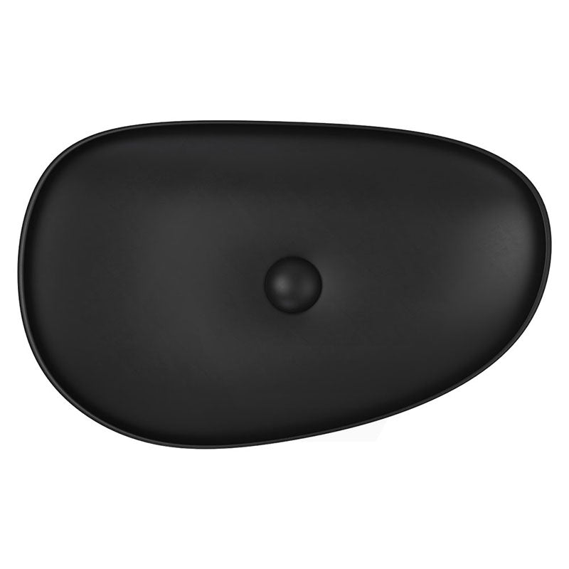 650x400x100mm Fienza Pebble Large Above Counter Ceramic Basin Slim Edge Matt Black