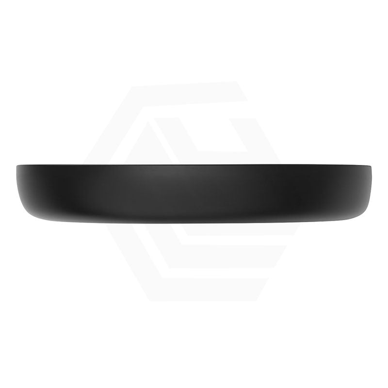 650x400x100mm Fienza Pebble Large Above Counter Ceramic Basin Slim Edge Matt Black