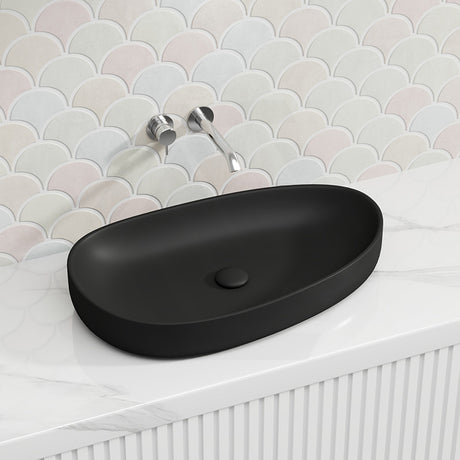 650x400x100mm Fienza Pebble Large Above Counter Ceramic Basin Slim Edge In Various Colour