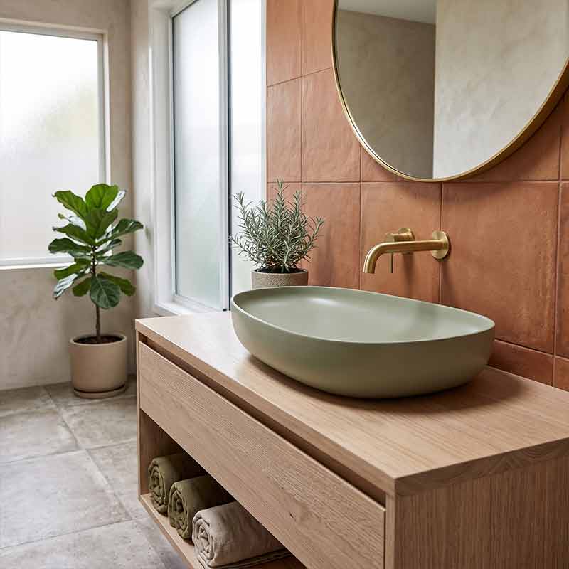 Fienza Pebble Large Above Counter Ceramic Basin Slim Edge 650x400x100mm - Variant Colour