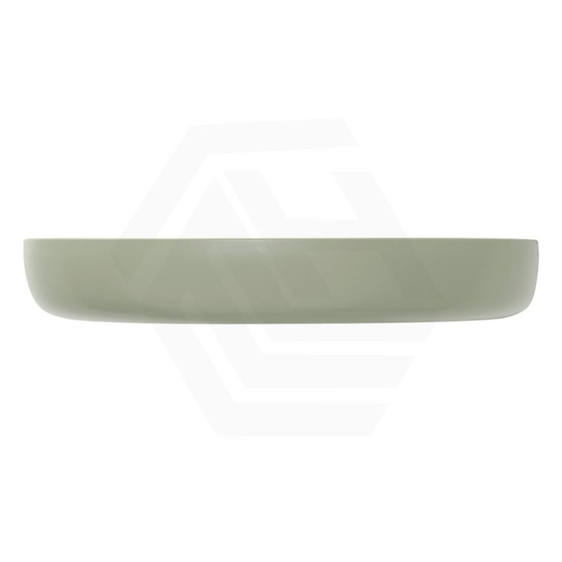 650x400x100mm Fienza Pebble Large Above Counter Ceramic Basin Slim Edge Matt Olive