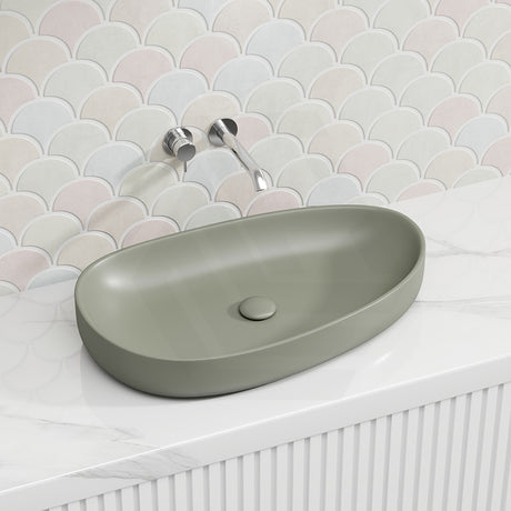 650x400x100mm Fienza Pebble Large Above Counter Ceramic Basin Slim Edge In Various Colour