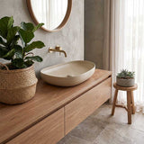 Fienza Pebble Large Above Counter Ceramic Basin Slim Edge 650x400x100mm - Variant Colour