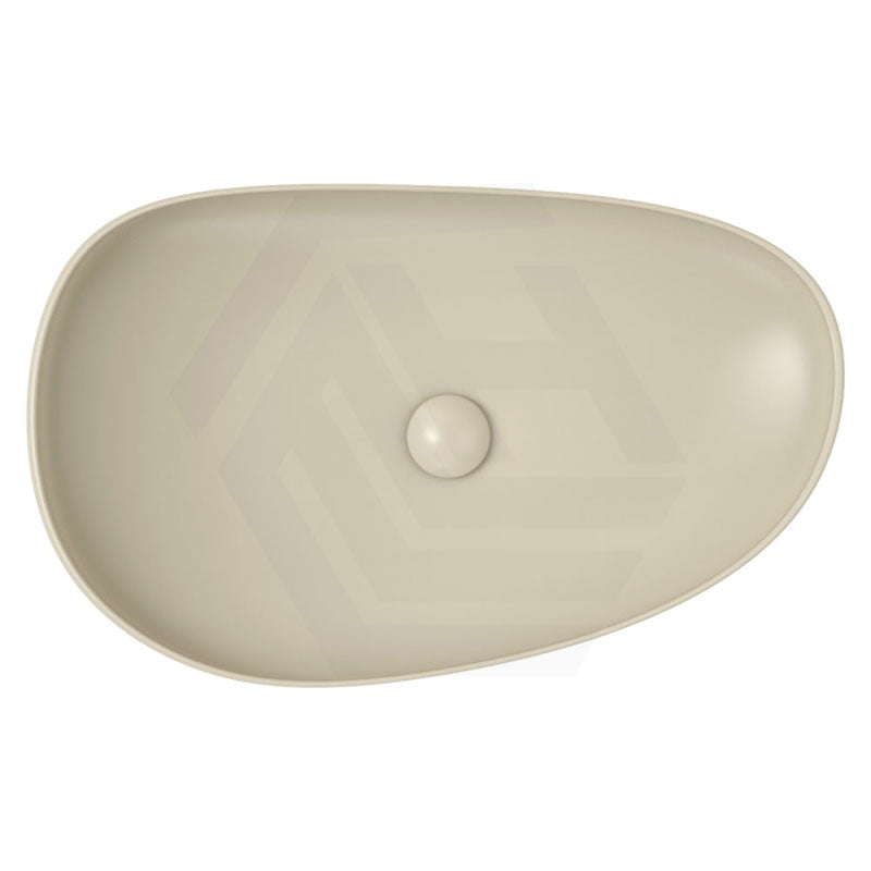 650x400x100mm Fienza Pebble Large Above Counter Ceramic Basin Slim Edge Matt Khaki