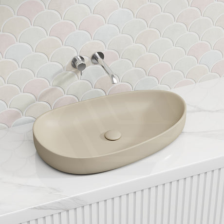 650x400x100mm Fienza Pebble Large Above Counter Ceramic Basin Slim Edge In Various Colour