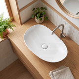 Fienza Pebble Large Above Counter Ceramic Basin Slim Edge 650x400x100mm - Variant Colour