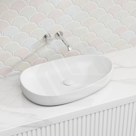 650x400x100mm Fienza Pebble Large Above Counter Ceramic Basin Slim Edge In Various Colour