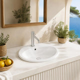 Fienza Lacy Oval Ceramic Fully-Inset Basin with Overflow Hole 565x480x218mm - Gloss White