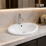 Fienza Lacy Oval Ceramic Fully-Inset Basin with Overflow Hole 565x480x218mm - Gloss White