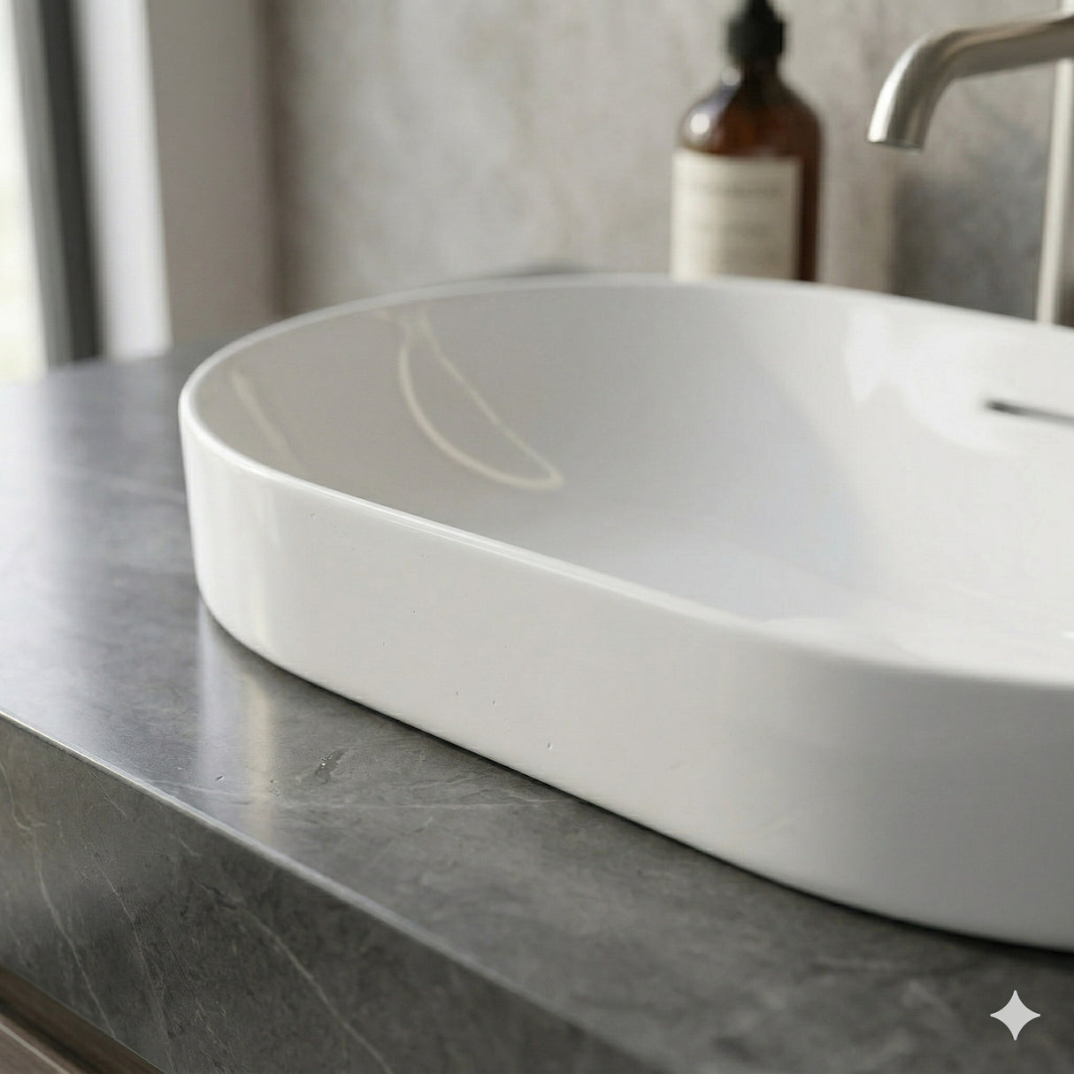 530x340x175mm Fienza Aluca Oval Inset Basin Ceramic Slim Edge with Overflow Colours Available