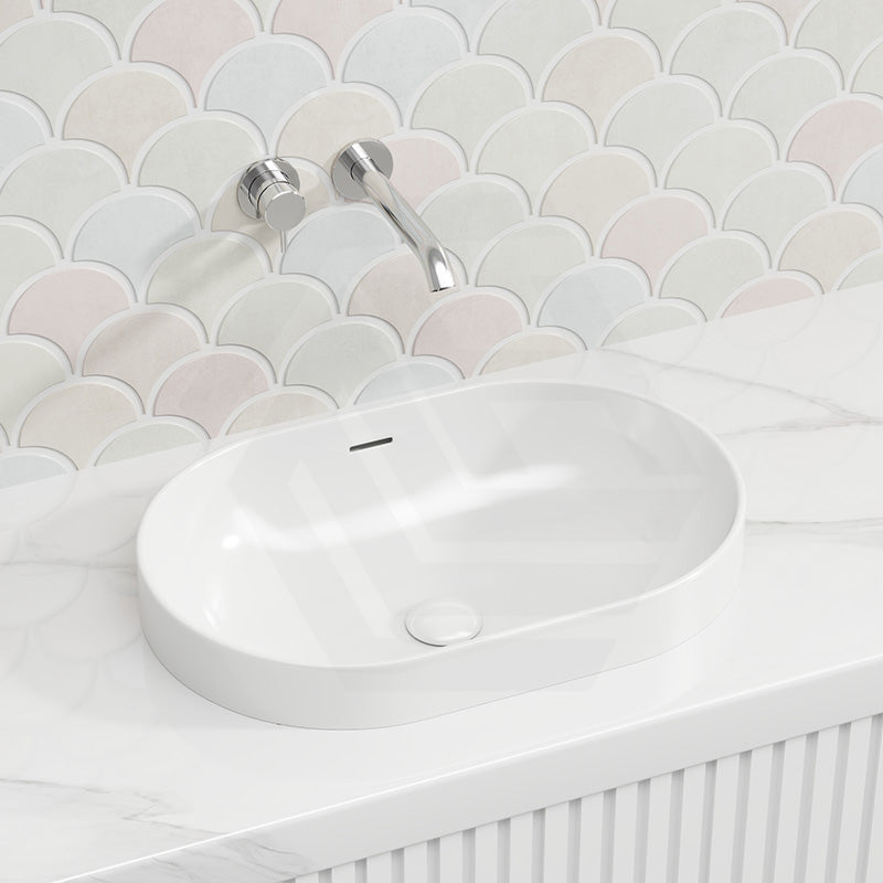 530x340x175mm Fienza Aluca Oval Inset Basin Ceramic Slim Edge with Overflow Colours Available