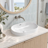Fienza Aluca Oval Inset Basin Ceramic Slim Edge with Overflow 530x340x175mm - Colours Available