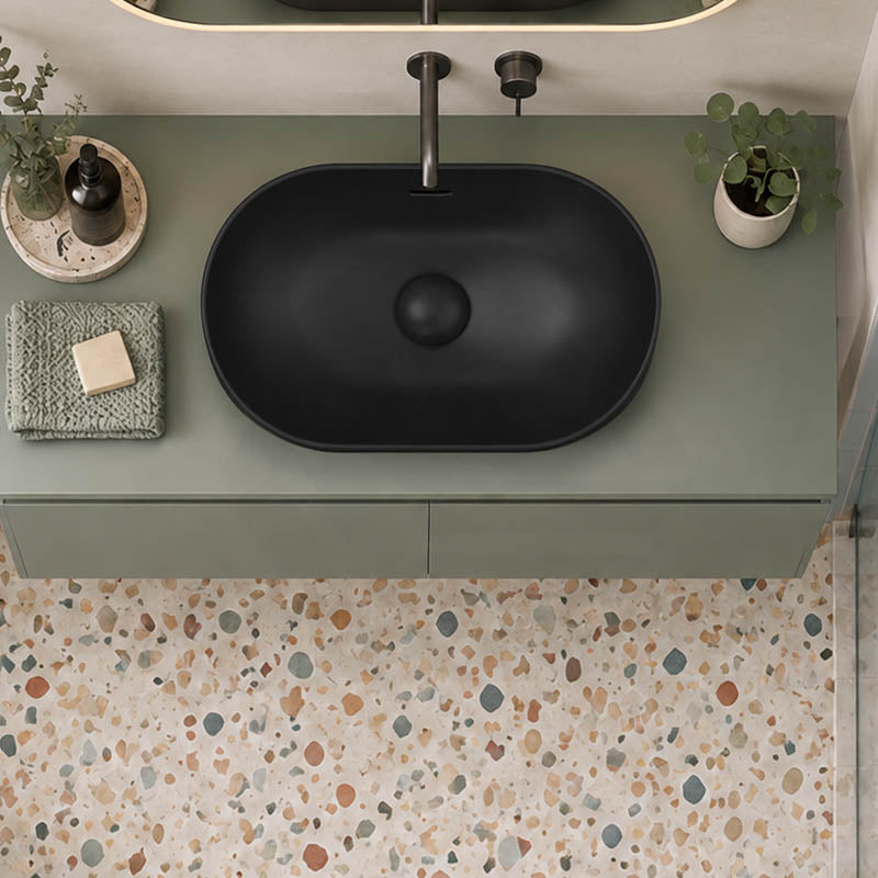 Fienza Aluca Oval Inset Basin Ceramic Slim Edge with Overflow 530x340x175mm - Colours Available