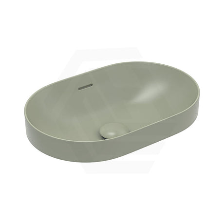 530x340x175mm Fienza Aluca Pill Semi-Inset Basin Ceramic Slim Edge Design Matt Olive